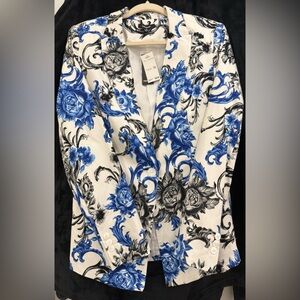 Premise Blue and Black Floral Blazer
